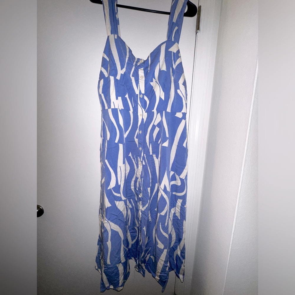 Ava & Viv Blue & White Print Sundress Size xxl